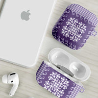 Purple Ulu Palaka Quilt Pattern AirPods Case Hawaii Culture Breadfruit LT9 - Polynesian Pride