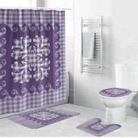 Purple Ulu Palaka Quilt Pattern Bathroom Set Hawaii Culture Breadfruit - Polynesian Pride