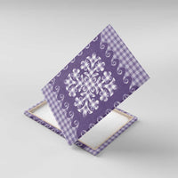 Purple Ulu Palaka Quilt Pattern Canvas Wall Art Hawaii Culture Breadfruit - Polynesian Pride