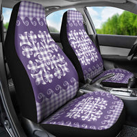 Purple Ulu Palaka Quilt Pattern Car Seat Cover Hawaii Culture Breadfruit - Polynesian Pride
