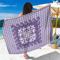 Purple Ulu Palaka Quilt Pattern Sarong Hawaii Culture Breadfruit - Polynesian Pride