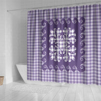 Purple Ulu Palaka Quilt Pattern Shower Curtain Hawaii Culture Breadfruit - Polynesian Pride