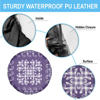Purple Ulu Palaka Quilt Pattern Spare Tire Cover Hawaii Culture Breadfruit - Polynesian Pride