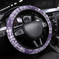 Purple Ulu Palaka Quilt Pattern Steering Wheel Cover Hawaii Culture Breadfruit - Polynesian Pride