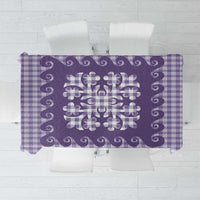 Purple Ulu Palaka Quilt Pattern Tablecloth Hawaii Culture Breadfruit - Polynesian Pride