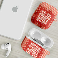 Red Ulu Palaka Quilt Pattern AirPods Case Hawaii Culture Breadfruit LT9 - Polynesian Pride