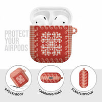 Red Ulu Palaka Quilt Pattern AirPods Case Hawaii Culture Breadfruit LT9 - Polynesian Pride