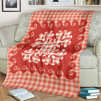 Red Ulu Palaka Quilt Pattern Blanket Hawaii Culture Breadfruit - Polynesian Pride