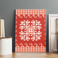 Red Ulu Palaka Quilt Pattern Canvas Wall Art Hawaii Culture Breadfruit - Polynesian Pride