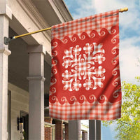 Red Ulu Palaka Quilt Pattern Garden Flag Hawaii Culture Breadfruit - Polynesian Pride