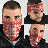 Red Ulu Palaka Quilt Pattern Neck Gaiter Hawaii Culture Breadfruit - Polynesian Pride