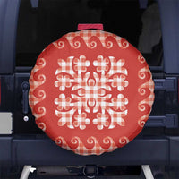 Red Ulu Palaka Quilt Pattern Spare Tire Cover Hawaii Culture Breadfruit - Polynesian Pride