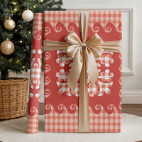 Red Ulu Palaka Quilt Pattern Wrapping Paper Hawaii Culture Breadfruit - Polynesian Pride