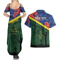 Personalised Solomon Islands Remembrance Day Couples Matching Summer Maxi Dress and Hawaiian Shirt We Will Remember Them with Camouflage Style LT9 - Polynesian Pride