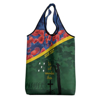 Personalised Solomon Islands Remembrance Day Grocery Bag We Will Remember Them with Camouflage Style