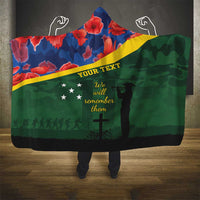 Personalised Solomon Islands Remembrance Day Hooded Blanket We Will Remember Them with Camouflage Style
