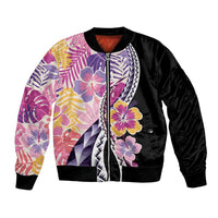 Aloha Vintage Hibiscus Lei Seamless Pattern Bomber Jacket - Polynesian Pride