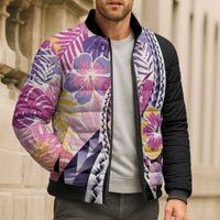 Aloha Vintage Hibiscus Lei Seamless Pattern Bomber Puffer Jacket LT9 - Polynesian Pride
