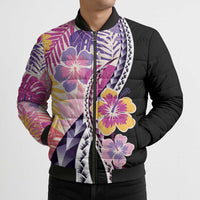Aloha Vintage Hibiscus Lei Seamless Pattern Bomber Puffer Jacket LT9 - Polynesian Pride