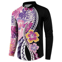 Aloha Vintage Hibiscus Lei Seamless Pattern Button Sweatshirt LT9 - Polynesian Pride