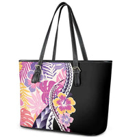 Aloha Vintage Hibiscus Lei Seamless Pattern Leather Tote Bag - Polynesian Pride