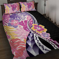 Aloha Vintage Hibiscus Lei Seamless Pattern Quilt Bed Set - Polynesian Pride