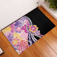 Aloha Vintage Hibiscus Lei Seamless Pattern Rubber Doormat LT9 - Polynesian Pride
