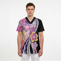 Aloha Vintage Hibiscus Lei Seamless Pattern Scrub Top - Polynesian Pride