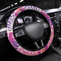 Aloha Vintage Hibiscus Lei Seamless Pattern Steering Wheel Cover LT9 Universal Fit Pink - Polynesian Pride