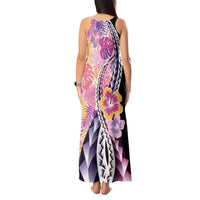 Aloha Vintage Hibiscus Lei Seamless Pattern Tank Maxi Dress - Polynesian Pride