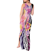 Aloha Vintage Hibiscus Lei Seamless Pattern Tank Maxi Dress - Polynesian Pride