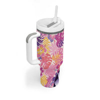 Aloha Vintage Hibiscus Lei Seamless Pattern Tumbler With Handle - Polynesian Pride