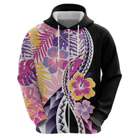 Aloha Vintage Hibiscus Lei Seamless Pattern Zip Hoodie - Polynesian Pride