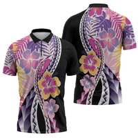 Aloha Vintage Hibiscus Lei Seamless Pattern Zipper Polo Shirt LT9 - Polynesian Pride