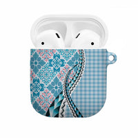 Aloha Vintage Palaka Floral Hawaiian Quilt AirPods Case Uliuli Motif LT9 Blue - Polynesian Pride