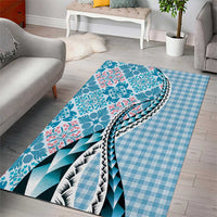 Aloha Vintage Palaka Floral Hawaiian Quilt Area Rug Uliuli Motif - Polynesian Pride