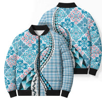Aloha Vintage Palaka Floral Hawaiian Quilt Bomber Puffer Jacket Uliuli Motif LT9 - Polynesian Pride