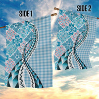 Aloha Vintage Palaka Floral Hawaiian Quilt Garden Flag Uliuli Motif - Polynesian Pride