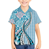 Aloha Vintage Palaka Floral Hawaiian Quilt Kid Hawaiian Shirt Uliuli Motif - Polynesian Pride