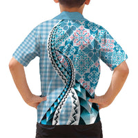 Aloha Vintage Palaka Floral Hawaiian Quilt Kid Hawaiian Shirt Uliuli Motif - Polynesian Pride