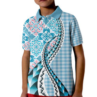 Aloha Vintage Palaka Floral Hawaiian Quilt Kid Polo Shirt Uliuli Motif - Polynesian Pride