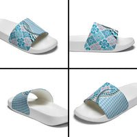 Aloha Vintage Palaka Floral Hawaiian Quilt Slide Sandals Uliuli Motif - Polynesian Pride