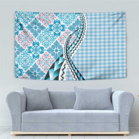 Aloha Vintage Palaka Floral Hawaiian Quilt Tapestry Uliuli Motif - Polynesian Pride