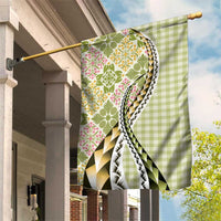 Aloha Vintage Palaka Floral Hawaiian Quilt Garden Flag Omaomao Motif - Polynesian Pride