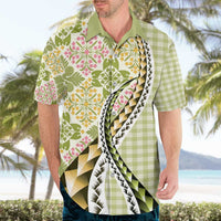 Aloha Vintage Palaka Floral Hawaiian Quilt Hawaiian Shirt Omaomao Motif - Polynesian Pride