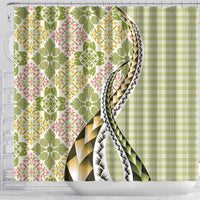 Aloha Vintage Palaka Floral Hawaiian Quilt Shower Curtain Omaomao Motif LT9 - Polynesian Pride