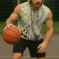 Aloha Vintage Palaka Floral Hawaiian Quilt Sleeveless Zip Hoodie Omaomao Motif - Polynesian Pride