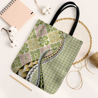 Aloha Vintage Palaka Floral Hawaiian Quilt Tote Bag Omaomao Motif - Polynesian Pride