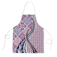 Aloha Vintage Palaka Floral Hawaiian Quilt Apron Akala Motif LT9 Pink - Polynesian Pride