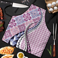 Aloha Vintage Palaka Floral Hawaiian Quilt Apron Akala Motif LT9 Pink - Polynesian Pride